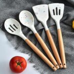 Unique white marble silicone spoon