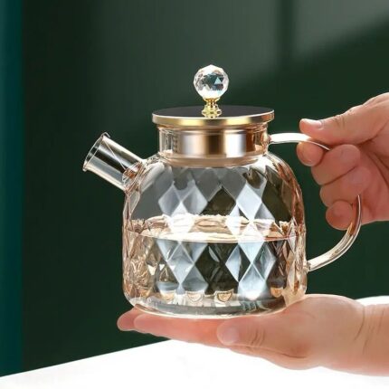 Golden heat resistant tea pot