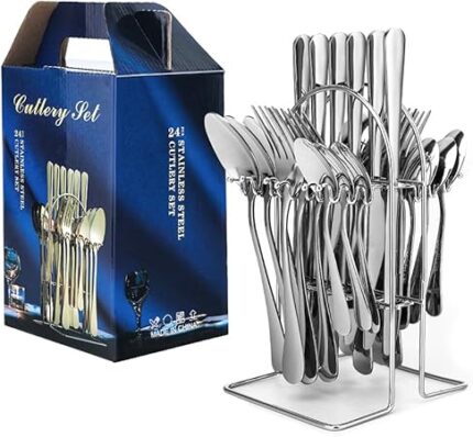 24pcs Heavy Duty Quality Cutlery Sets (Silver)