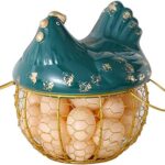 Egg Basket Steel Gold With Chicken Cover