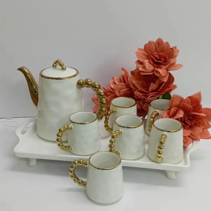 Tea Set With Golden Rim and Handles