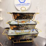 White gold ceramic chaffing dish