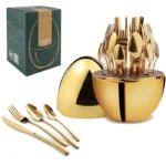 Egg Shaped Gold Polish Tableware Cutlery Set