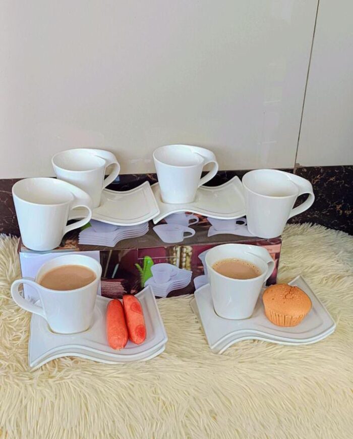 Genetic 6pcs tea cup with 6pcs saucer