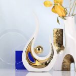 Horn Like Deco /Center Piece With Golden Leaf