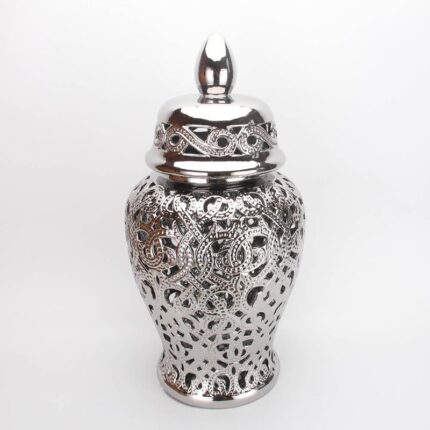 Silver Ceramic Ginger Jar