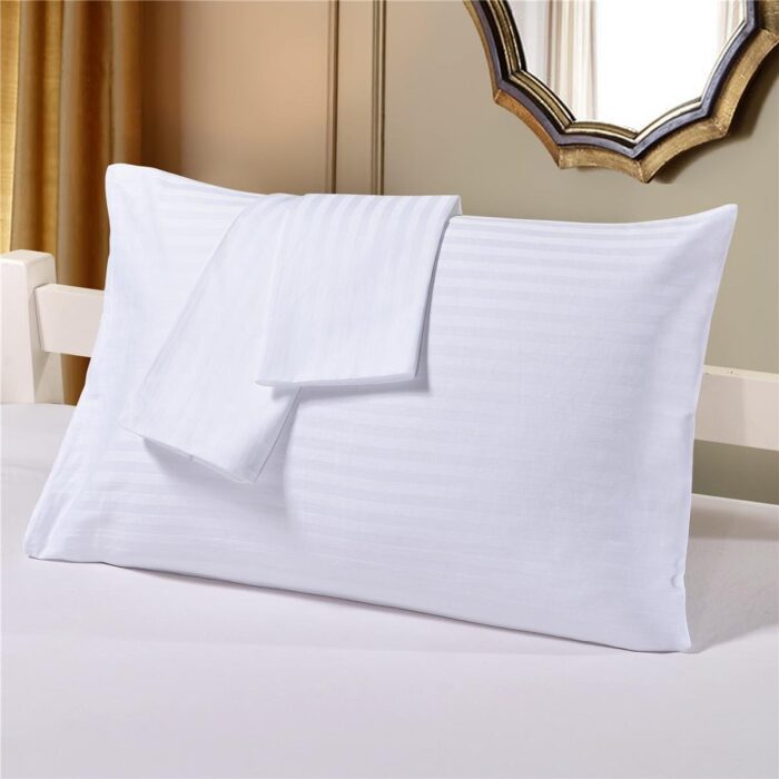 2pc Plain White Stripped Pillow Cases