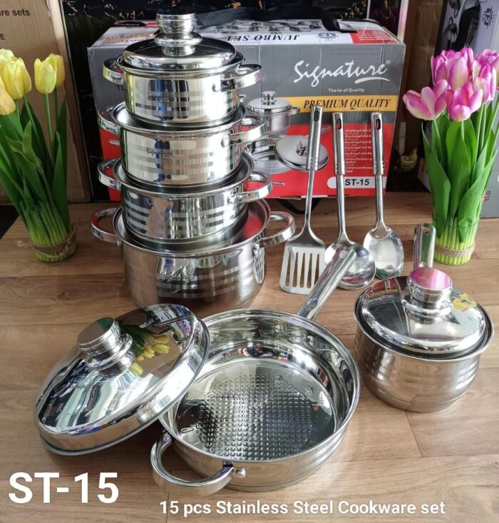 Signature 15 pcs Stainless Steel Cookware Set