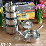 12 pcs Stainless Steel Cookware Set With Glass Lid