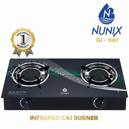 Nunix 2 Burner Infra-Red Glass Tampered Table Top Burner