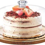 Bamboo base cake/fruit stand with acrylic top dome cover