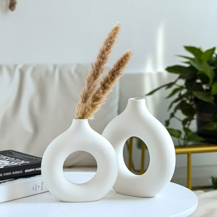 Porcelain Ceramic 2 in 1 Donut Flower Vases