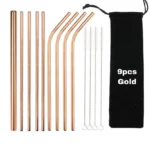 9pcs Reusable Metal Straws