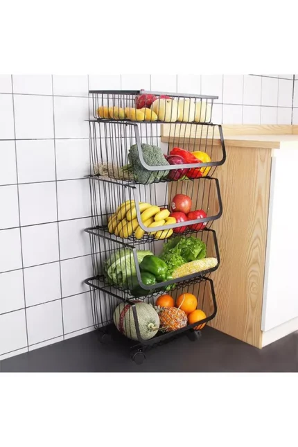 Metallic 4 layer trolley mesh rack