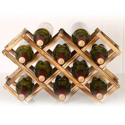 Foldable 10 Slot Wooden Wine Bottle Rack