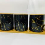 3pc Marble Pattern Ceramic Jars