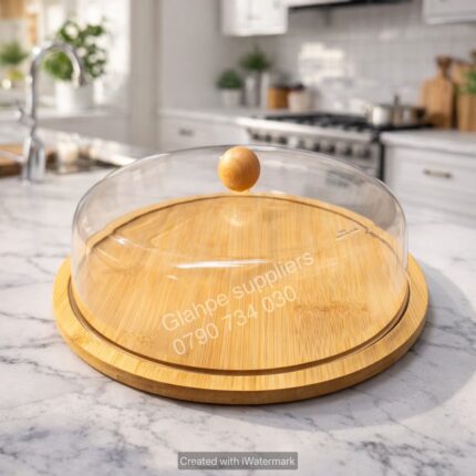 Cake/fruit stand with acrylic top dome cover.