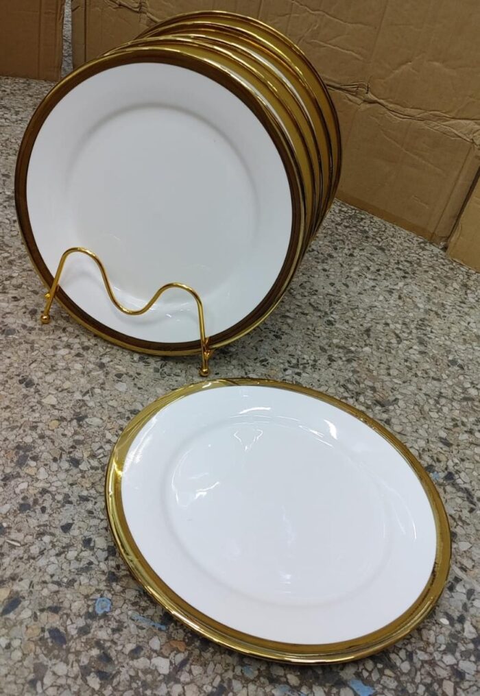 6 pcs golden dinner plates