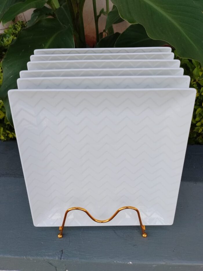 6 pcs Zigzag design square plate