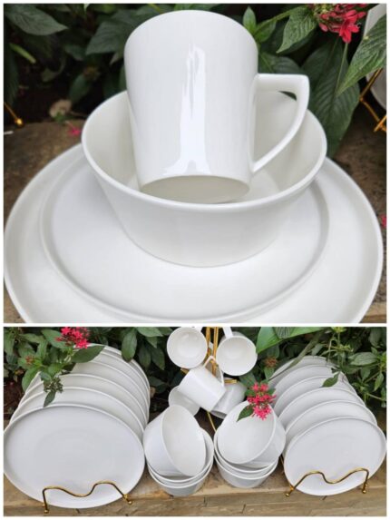 24 pcs New arrival white plain dinner set