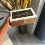 Bamboo Tea Bag Organizer with Design.