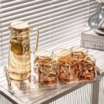 Golden 7pc glass water set.