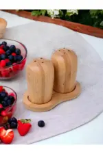 2pc Bamboo Salt And Pepper Shakers