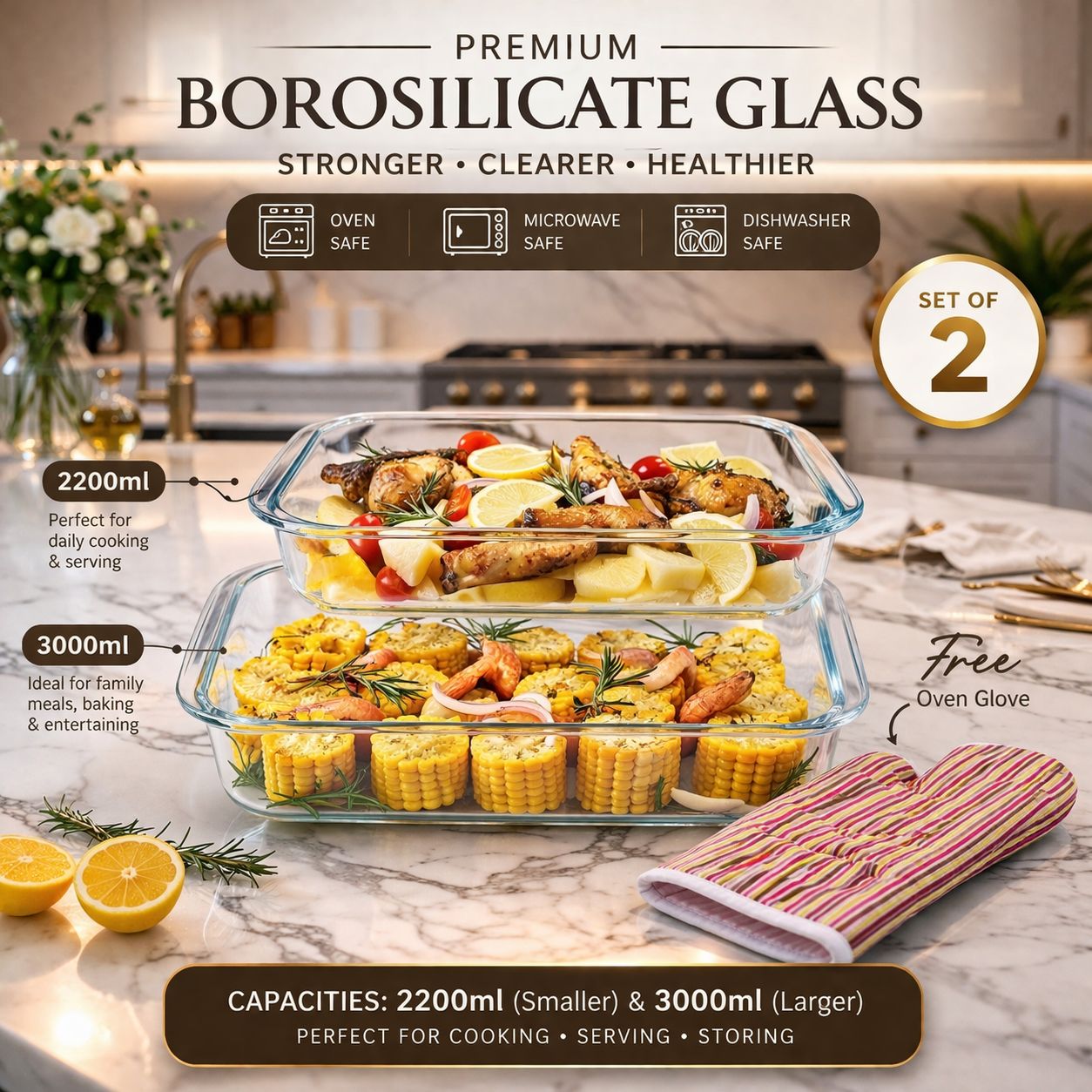 IMG-20260331-WA0050 2pcs glass baking tray with free glove. - Image 1