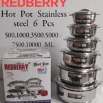 6pc Redberry Stainless Steel Hotpots