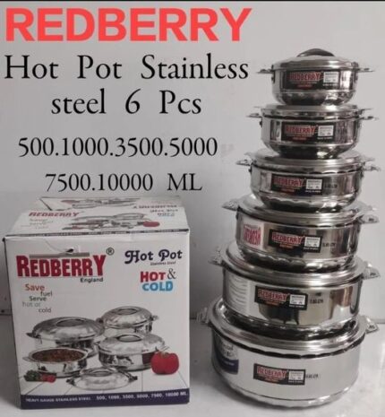 6pc Redberry Stainless Steel Hotpots