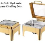Square Gold Chaffing Dish With Glass Lid