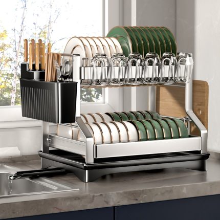 2 Tier Carbon Steel Dish Drying Rack