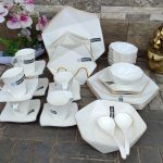 33pcs Nordic Hexagon Classy Dinner Set With Gold Rim