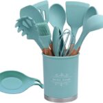 13pcs Silicon Spoons With A Metallic Base
