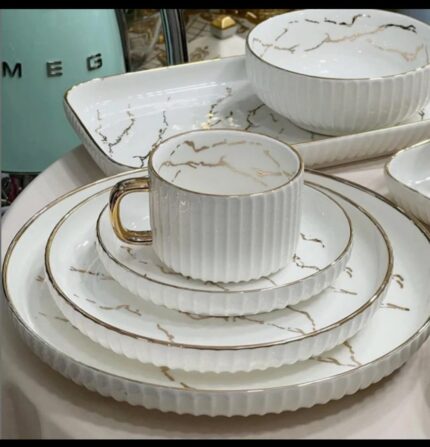 Elegant 32pc White Dinner Set