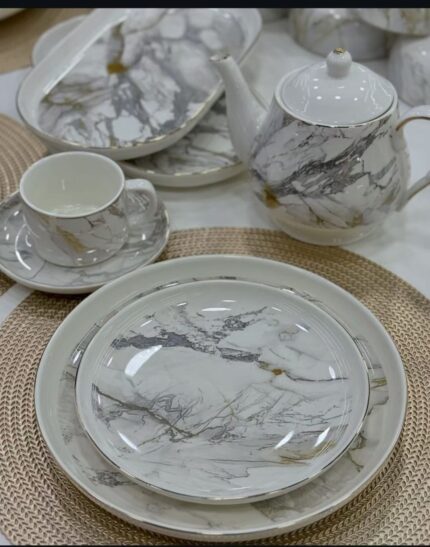 32pc White Porcelain Dinner Set