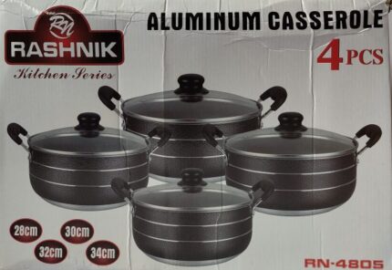 Rashnik 4pc Aluminium Casserole Set