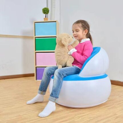 Kids Chair Pouf With Backrest Inflatable Chair