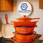 Orange 7pcs Enamel Cast iron Cooking Pots