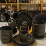 24pc Matte Black Dinner Set