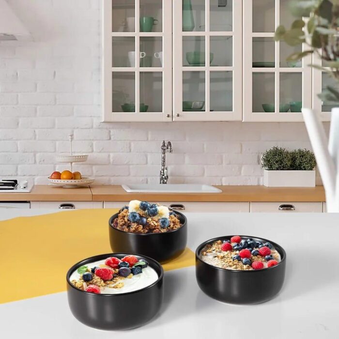 6" Black Flat Bottom Bowls