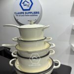 5pc White Cast Iron Cooking Pots