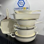 White 7pcs Enamel Cast iron Cooking Pots