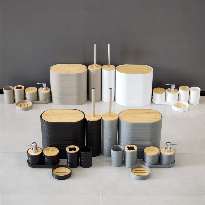 Luxury Bamboo Plastic Bathroom Accessories Set