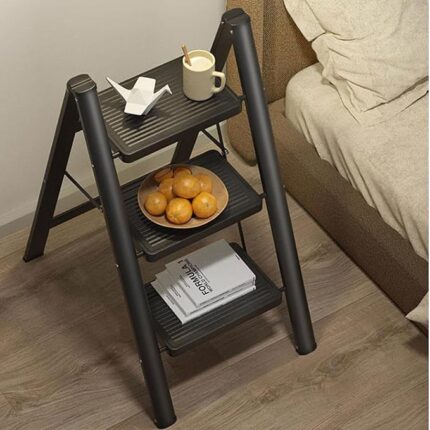 3-Step Black Foldable Stepper Ladder.