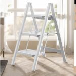 3-Step White Foldable Stepper Ladder