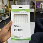 6Pcs Glass Straws With Cleaning Brush