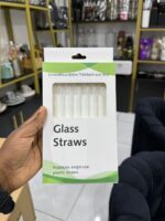 6Pcs Glass Straws With Cleaning Brush
