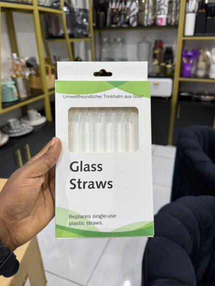6Pcs Glass Straws with Cleaning Brush