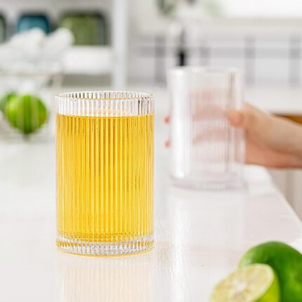 6pc Short Ribbed Drinking Glasses